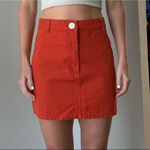 Red Jean skirt